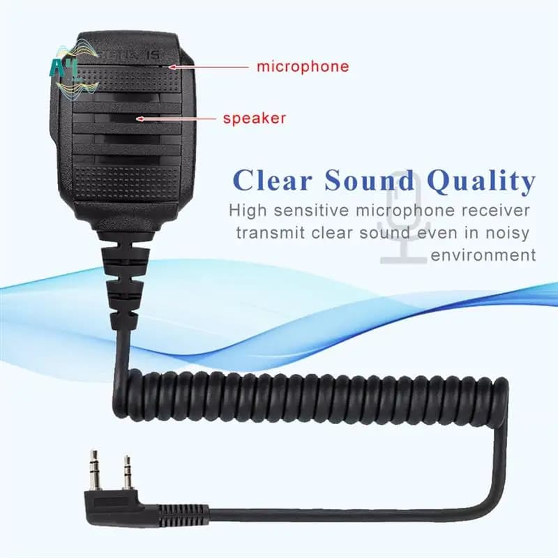 A40Z-RETEVIS Microfono Walkie Talkie Tangent Mic Spalla Altoparlante PTT Per Baofeng UV-5R UV82 RT622 (2 PZ)