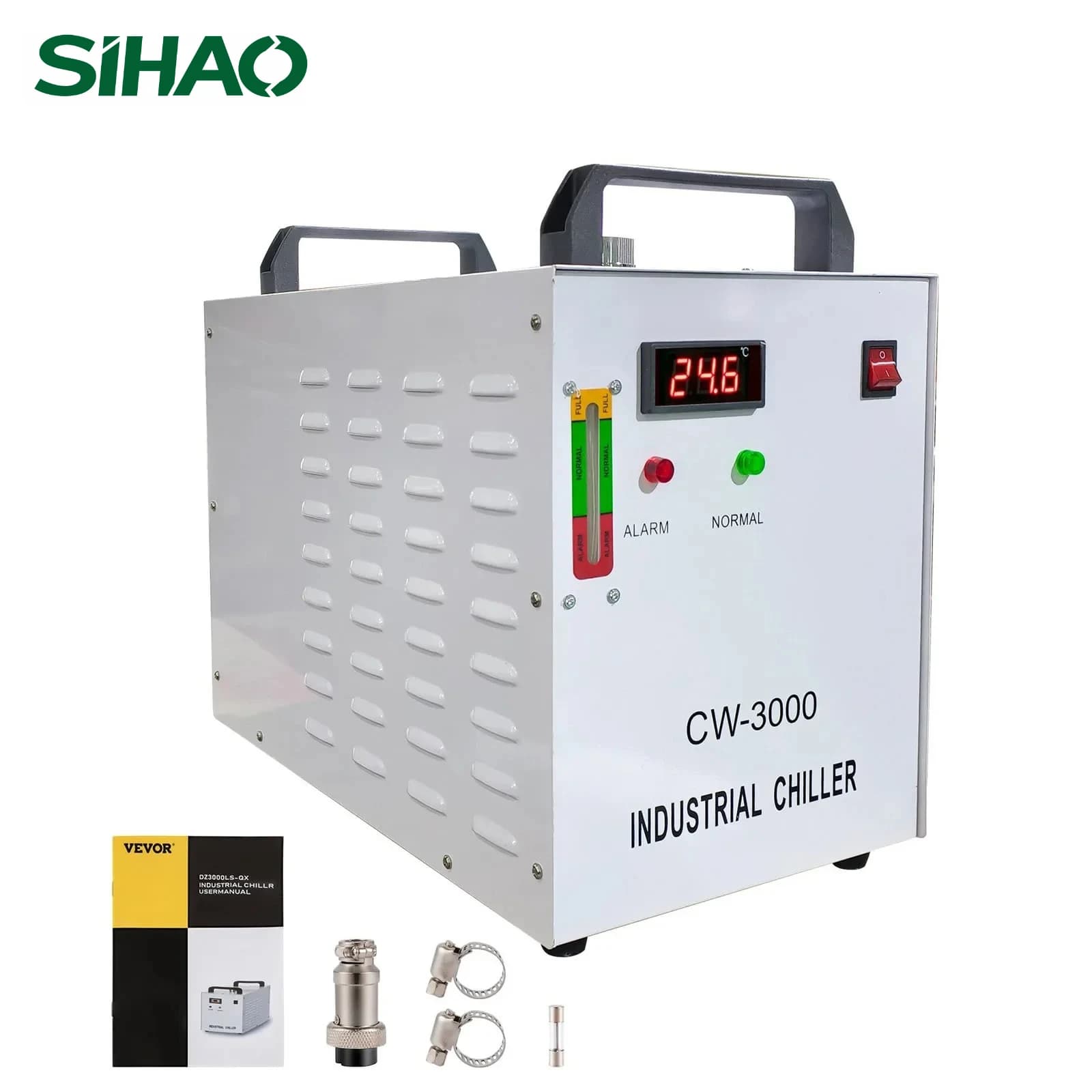 Refrigeratore d'Acqua Industriale CNC SIHAO CW-5200 CW-5000 per Macchine Incisore Laser e Raffreddamento Tubi Laser CO2 in Vetro