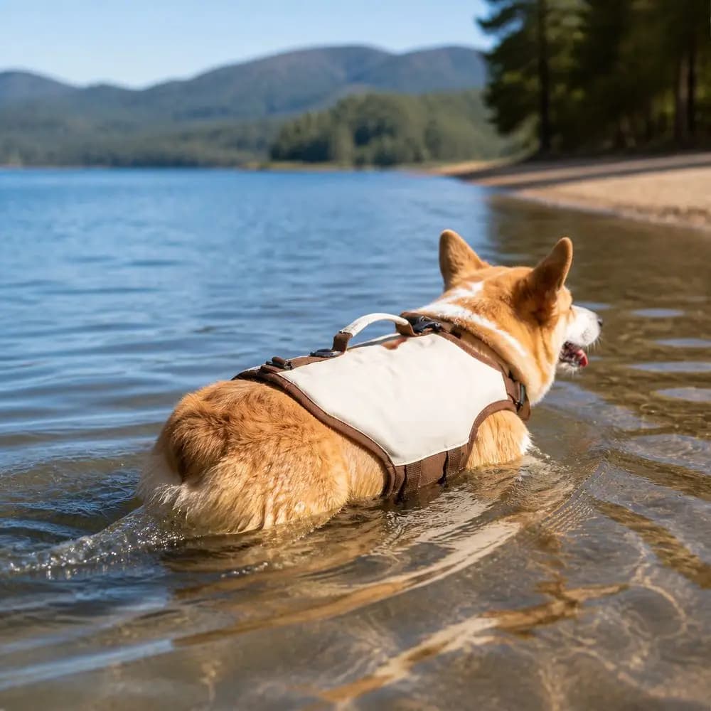 High Flotation Dog Life Jacket Waterproof Material Adjustable Straps Puppy Swimming Vest Chin Rest Design Breathable Fabric
