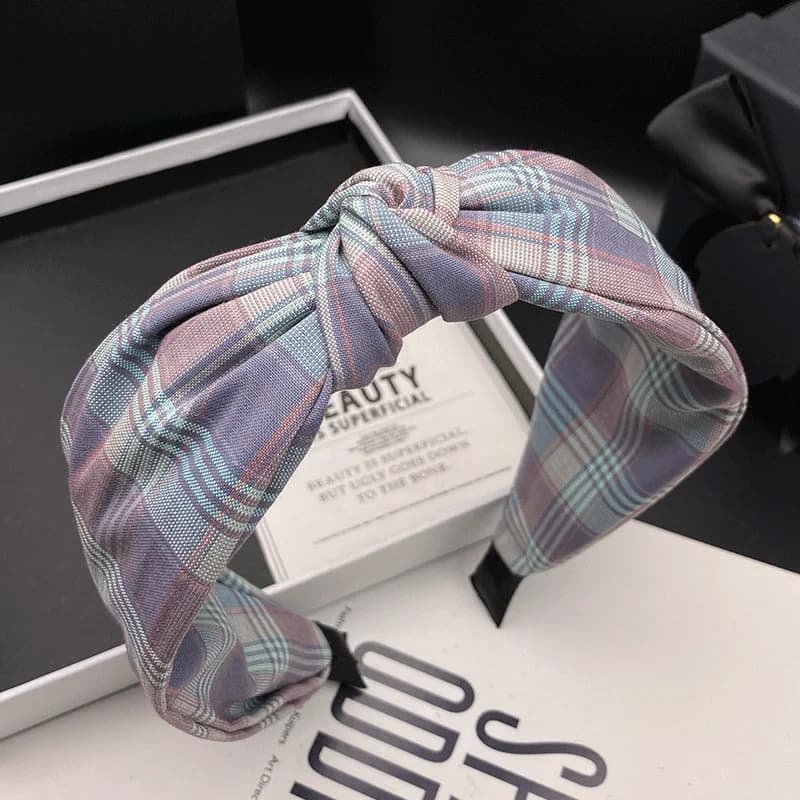 Nuovo fermaglio per capelli, fascia per capelli a quadretti tinti colorati da donna, fascia per capelli pressata con bordo largo