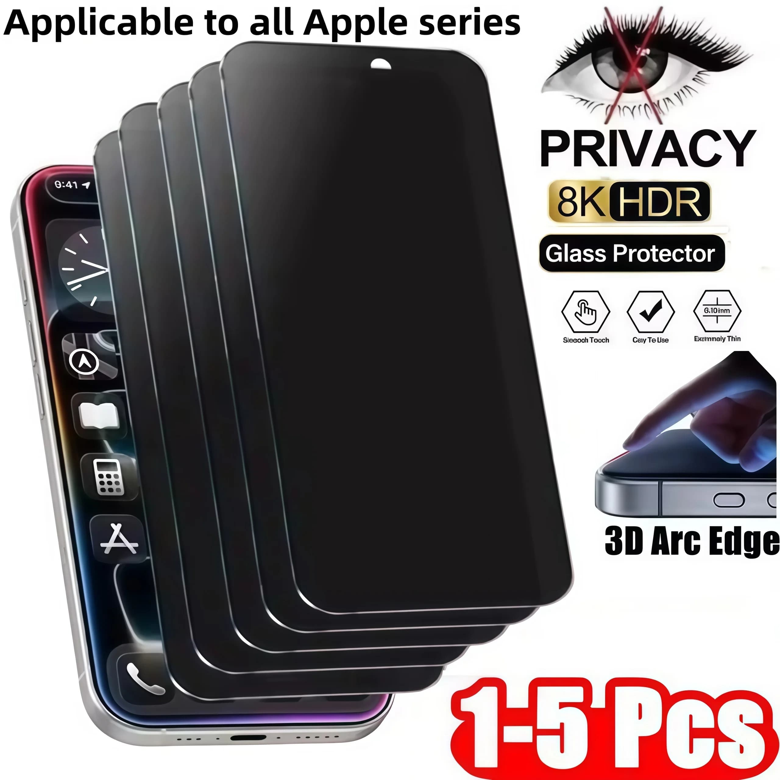 1-5Pcs Full Cover Anti-spy Tempered Glass Private Screen Protector For iPhone 15 14 13 12 11 16 17Pro MAX 16Pro XS Max XR