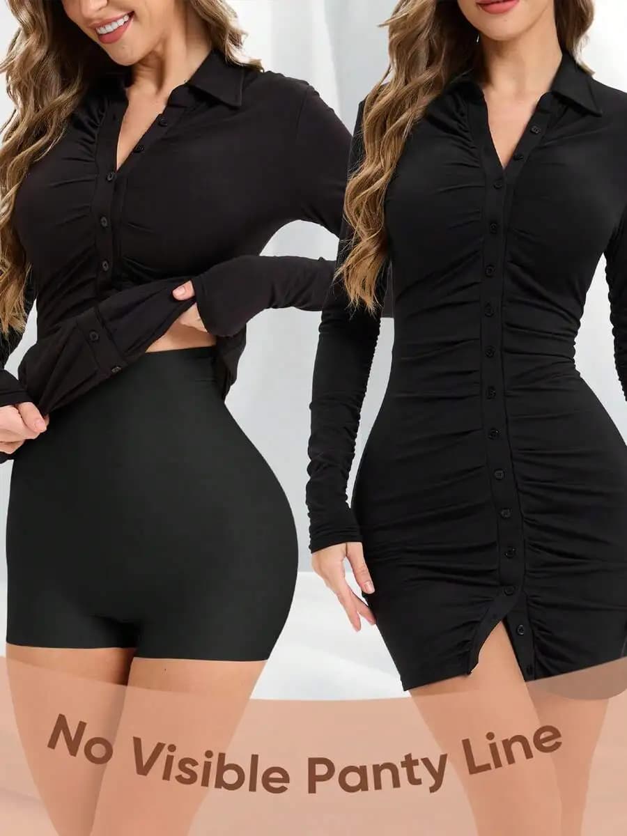 JUQDNX High-Waist Seamless Shaping Panties For Women, Slip Shorts For Under Dress, Comfortable, Anti Chafing, Butt-Lifting,