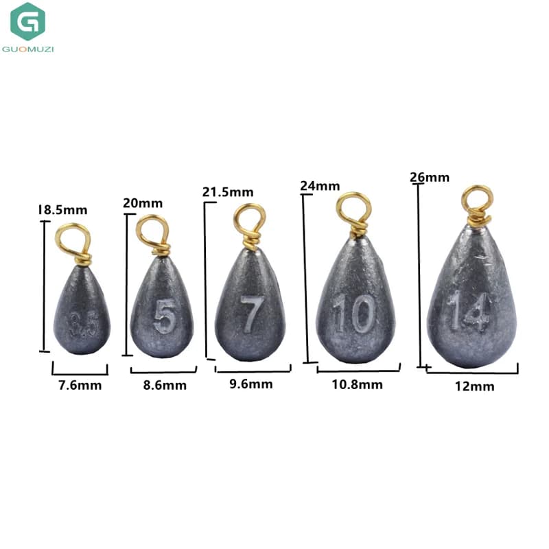 13/25 Pz/Bag Box Bar/Tear Drop Shot Fishing Weight Zavorra 3.5g 5g 7g 10g 14g Weight Carpa Bass Fishing Accessories Equipment