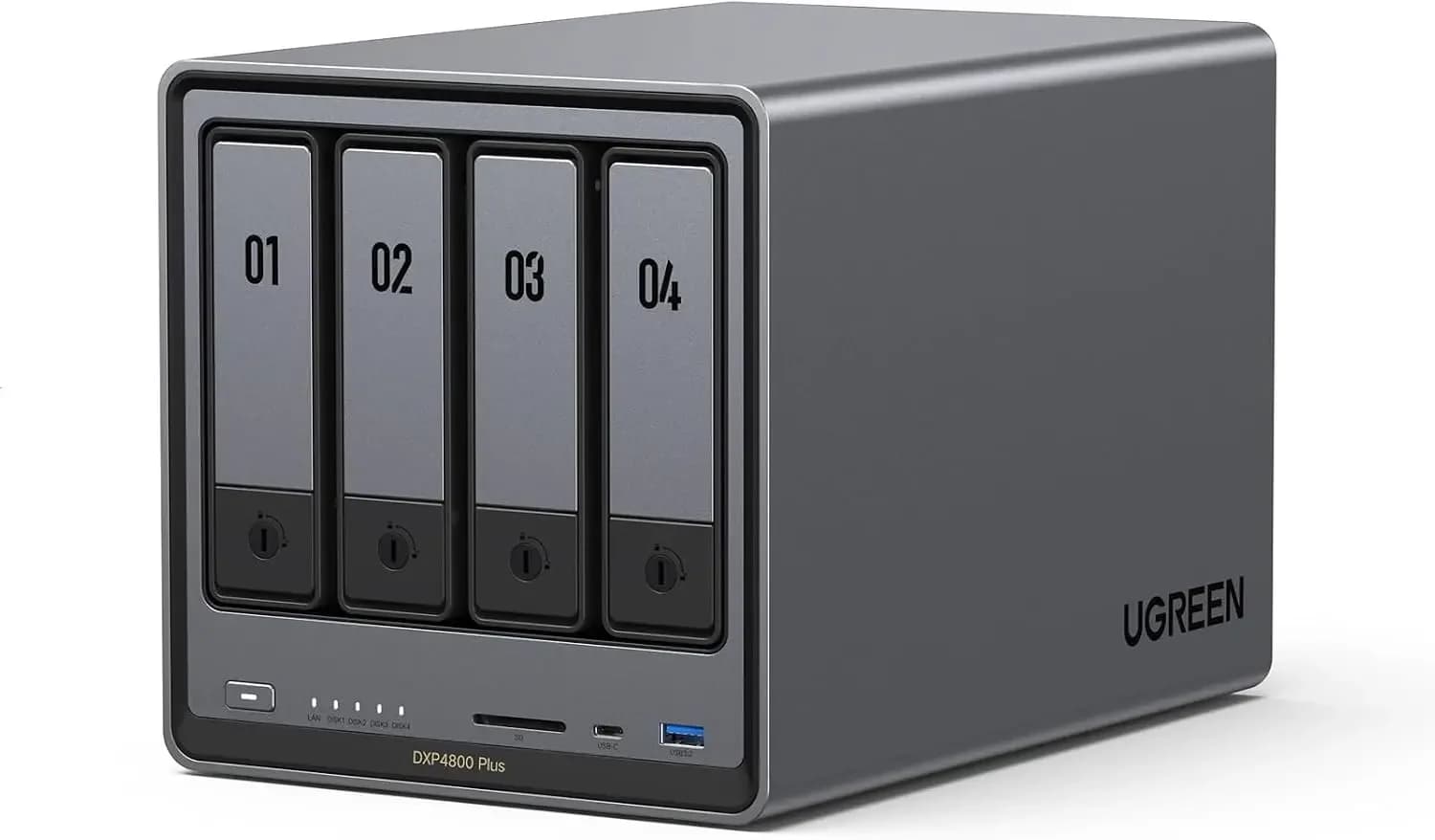 UGREEN NAS DXP4800 Plus 4-Bay NAS, Intel Pentium Gold 8505 5-Core CPU | 8GB DDR5 RAM, Built-in 128G SSD, 1x 10GbE, 1x 2.5GbE, 2x M.2 NVMe Slots, 4K HDMI, Desktop Network Attached Storage (Diskless)