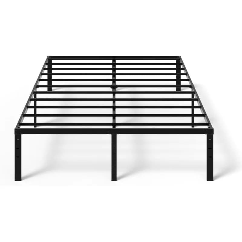 HOME. Full bed frame with 14 inch metal platform, base for mattress with double bed base, durable steel slats support