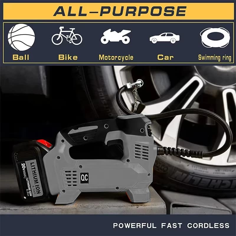 Compressore d'aria per gonfiaggio pneumatici senza fili per batteria Makita/Dewalt 18V, pompa d'aria portatile per auto, motocicli, biciclette