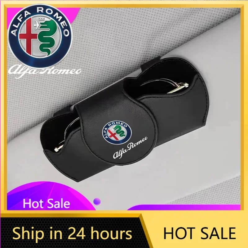 Adesivi per auto per Alfa Romeo, porta occhiali da sole in pelle PU, custodia per occhiali da sole, clip portaoggetti per Alfa Romeo Giulia Stelvio Giul
