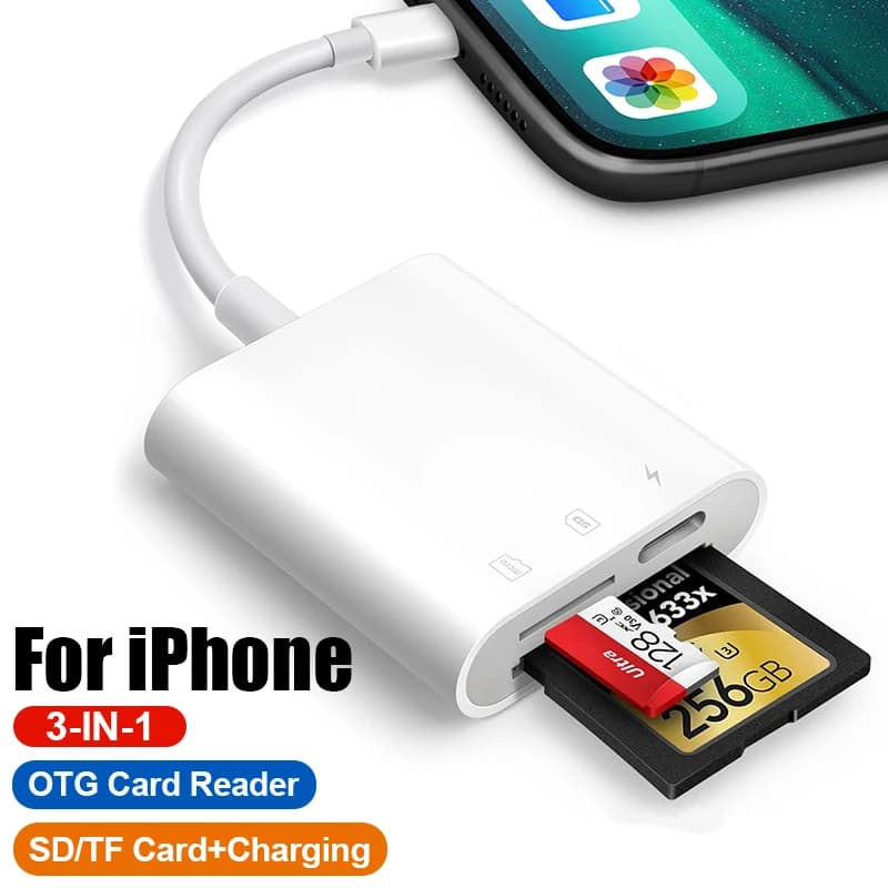 Lettore di schede Lightning a SD per iPhone 12 11 13 14 15 Pro Max Adattatore per scheda di memoria Adattatore per scheda SD per fotocamera per iPhone iPad MacBook