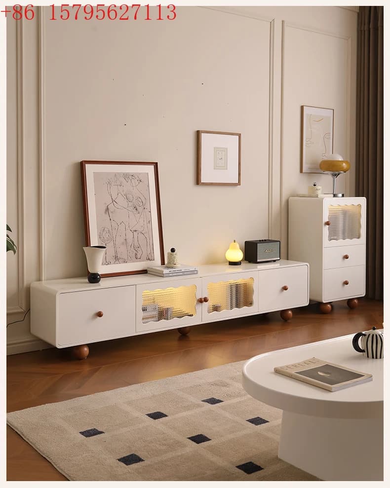 Mobili TV da Soggiorno: Mobile TV Moderno Bianco, Tavolo TV Nordico di Design con Contenitore, Arredamento Casa