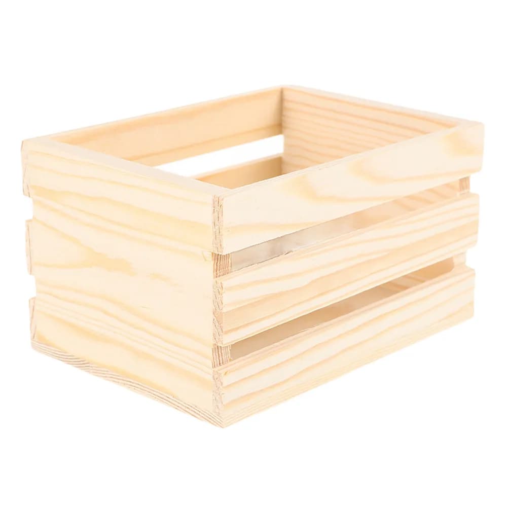 Cestino in Legno Miniatura con Finitura Naturale, Mini Contenitore per Casa delle Bambole, Esposizione Alimenti Supermercato, Micro Paesaggio