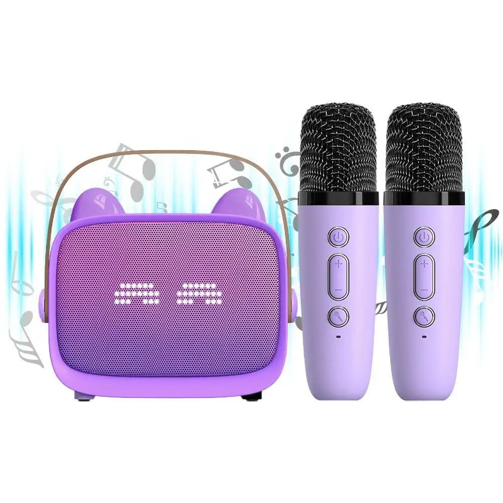 Children Karaoke Machine Wireless Bluetooth Speaker Portable Music Player Tool with Microphones for Kids Singing Party