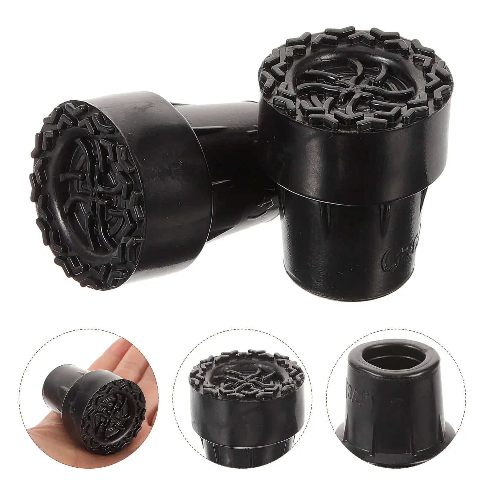 4Pcs Trekking Pole Foot Covers Non-Slip Crutch Tips Replacement Cane Tips Walking Stick Ends Anti-Skid for Hiking Climbing