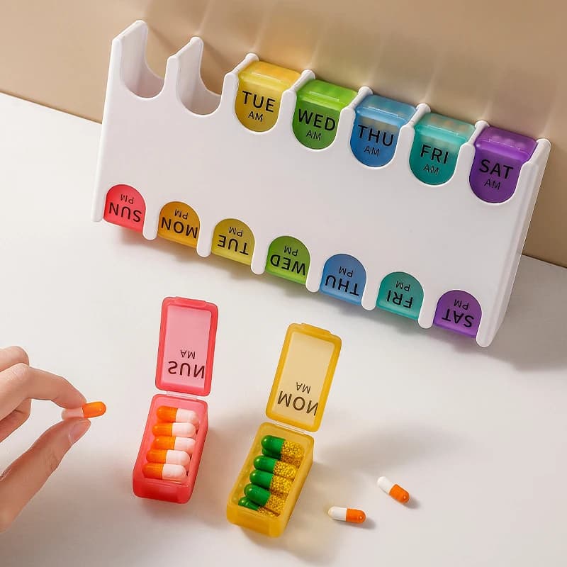 1PCS 7-Day AM PM Pill Organizer, 2 Times Daily Medicine Box With Large Compartments For Vitamin, Supplement & Medication Storage