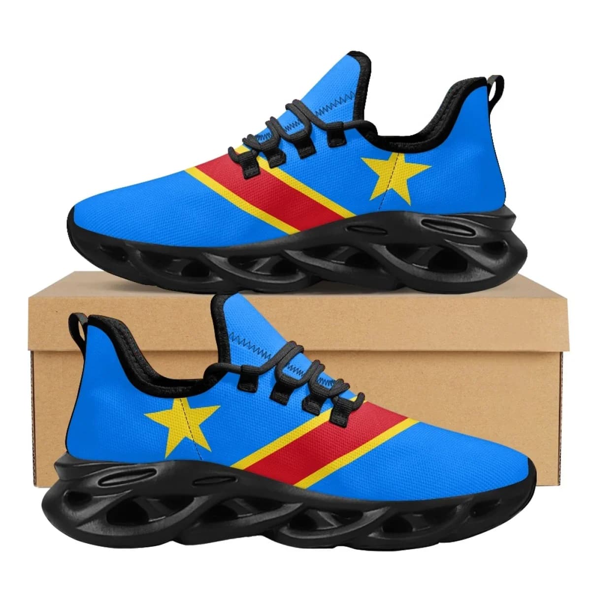 Scarpe da donna con lacci e bandiera del Congo, design personalizzato, suola morbida, antiscivolo, per esterni