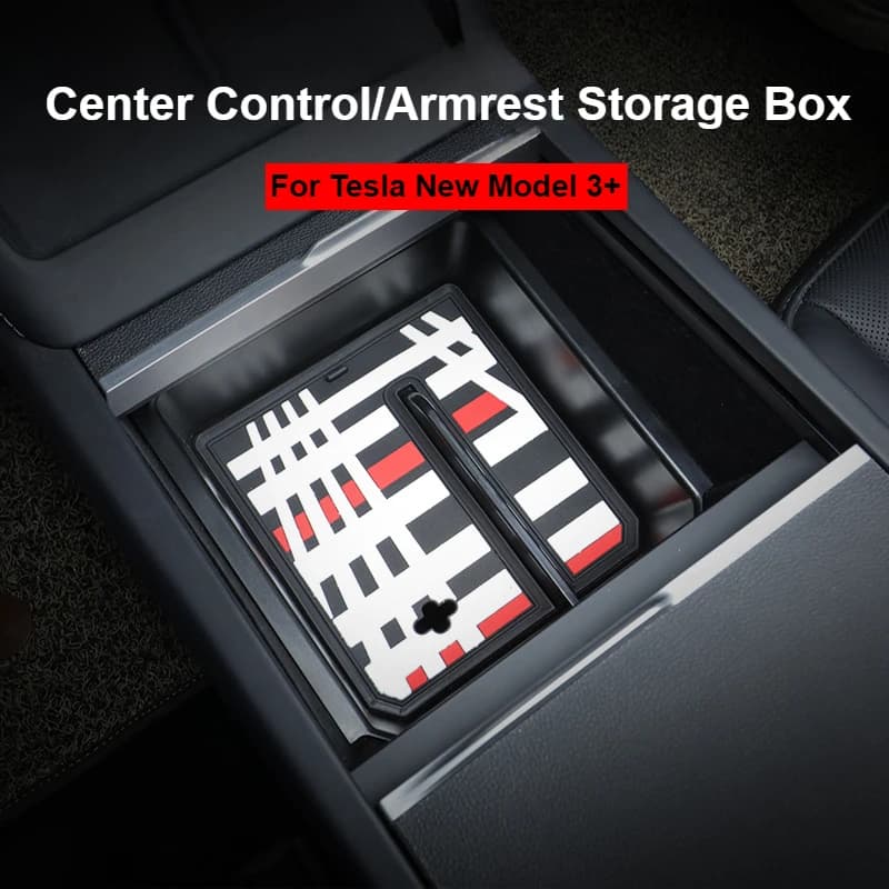 Scatola portaoggetti per braccioli per il 2024 Tesla nuovo modello 3 + Highland Central Control Storage Box Pads Organizer vassoio Mat accessori per auto