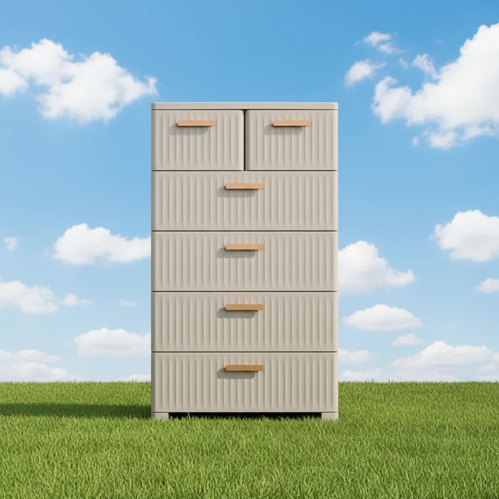 Organizzatore a 7 strati moderno in plastica PP, mobiletto da soggiorno, contenitore per vestiti, organizer con cassetti