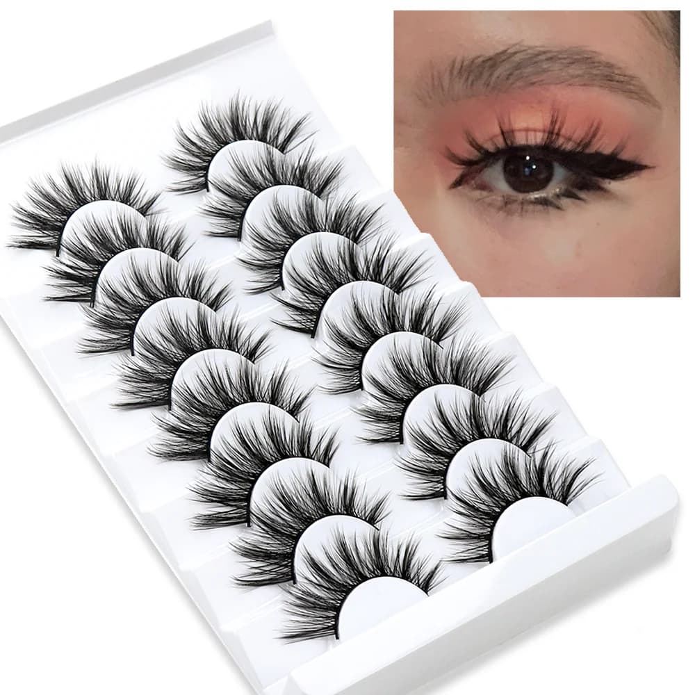 5/8 pairs fake lashes facets soft natural fake lashes 3D dramatic makeup eyelashes reusable handmade wholesale