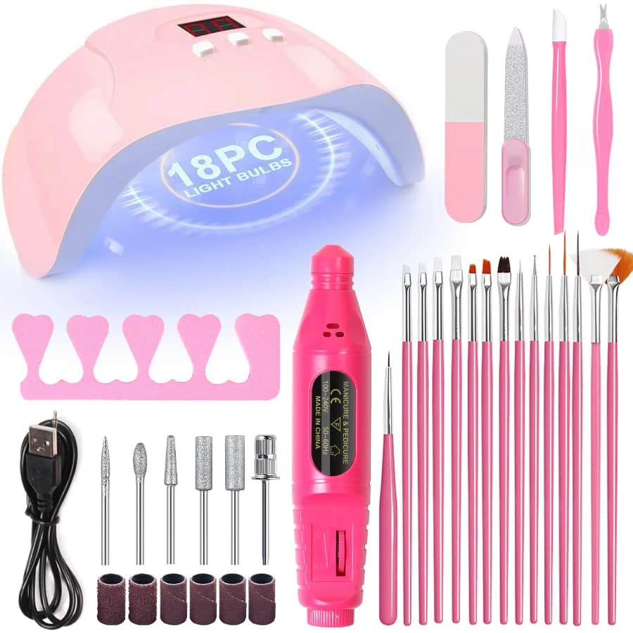 LINMANDA Set trapano elettrico per unghie Kit di lime per penna per nail art 54W Lampada per unghie Gel Manicure Lampada per asciugatrice Strumento per lime per unghie