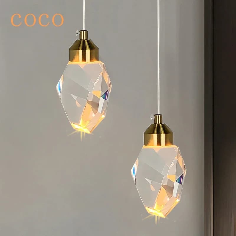 Lampade a sospensione a LED di lusso per sala da pranzo, soggiorno, camera da letto, comodino, cucina, caffetteria, bar, decorazioni per interni, lampade da soffitto a sospensione in cristallo