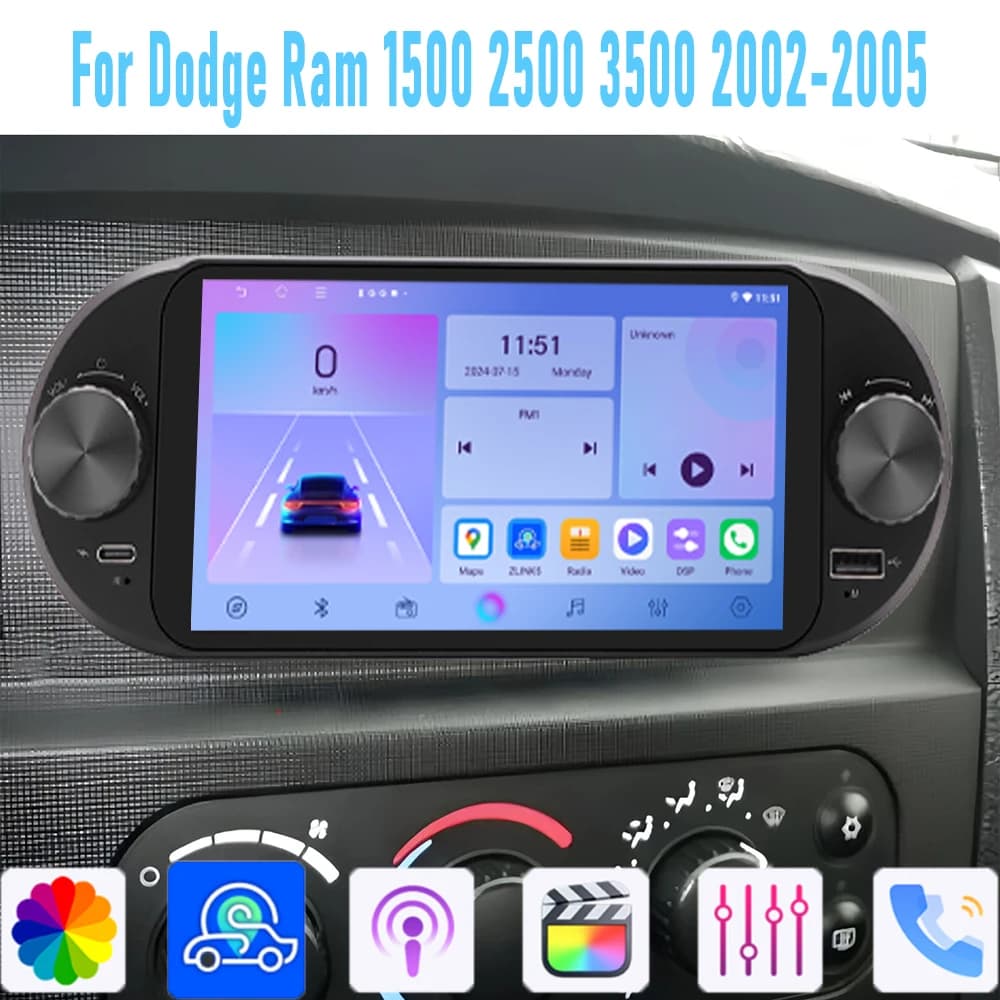 6'' For Dodge Ram 1500 2500 3500 2002-2005GPS Car Stereo Radio Wireless Apple Carplay Android 15 Auto Head Unit Camera WIFI