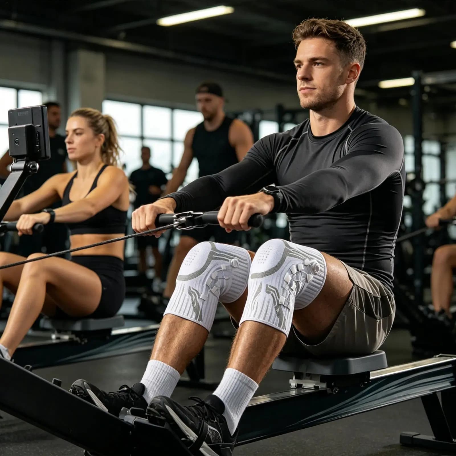 Ginocchiera Sportiva Regolabile Elastica con Chiusura a Pomello per Corsa, Sport, Allenamento, Esercizio Fisico, Escursionismo, Camminata