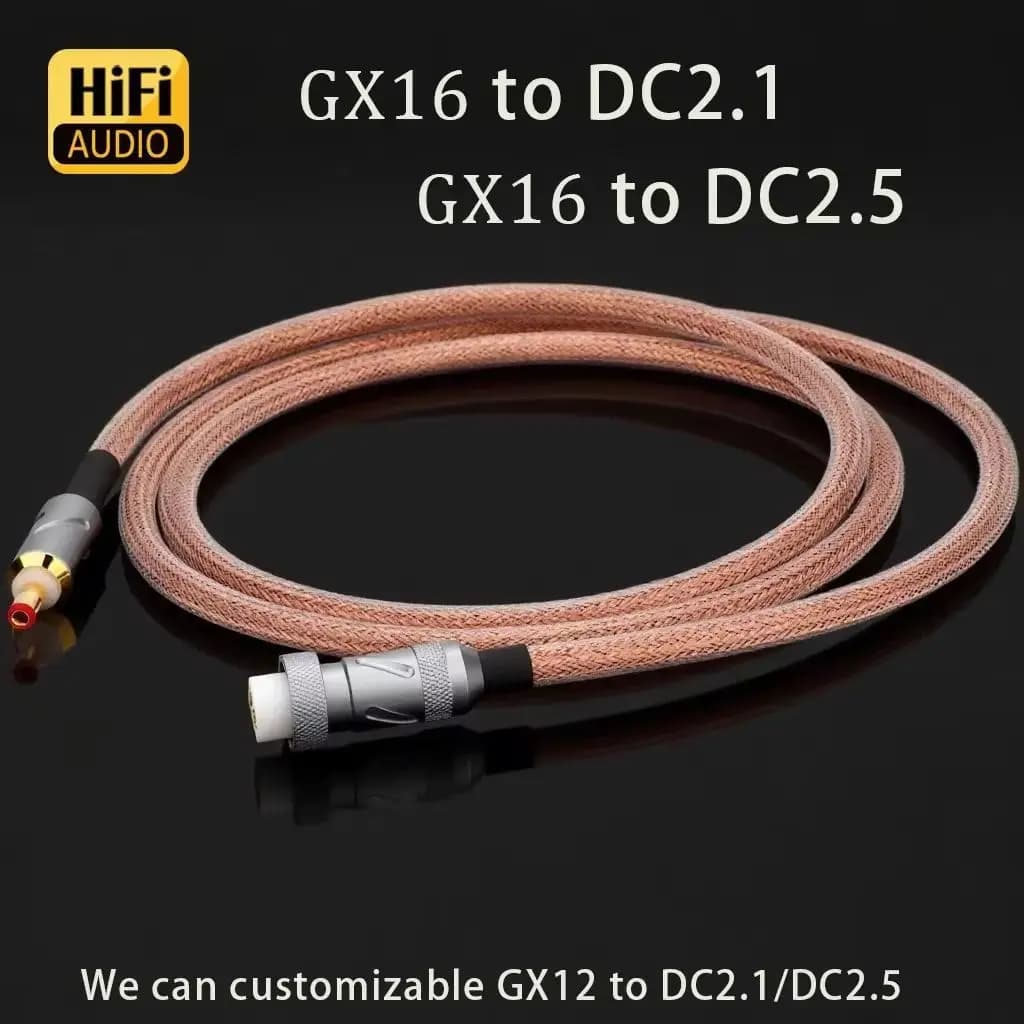 Cavo HIFI in rame puro GX16-2P a DC2.5 DC2.1, Cavo Phono da GX12 a DC2.1 DC2.5, Linea di aggiornamento per uscita alimentazione lineare amplificatore