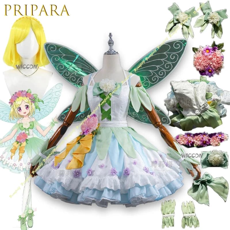 ‌ ‌ ‌ Fuwari Idol PriPara Midorikaz Outfit Set Completo con Fermaglio per Capelli, Accessorio Ali di Farfalla, Stile Pastello, Disponibile, Spedizione Veloce, per Feste ‌ ‌