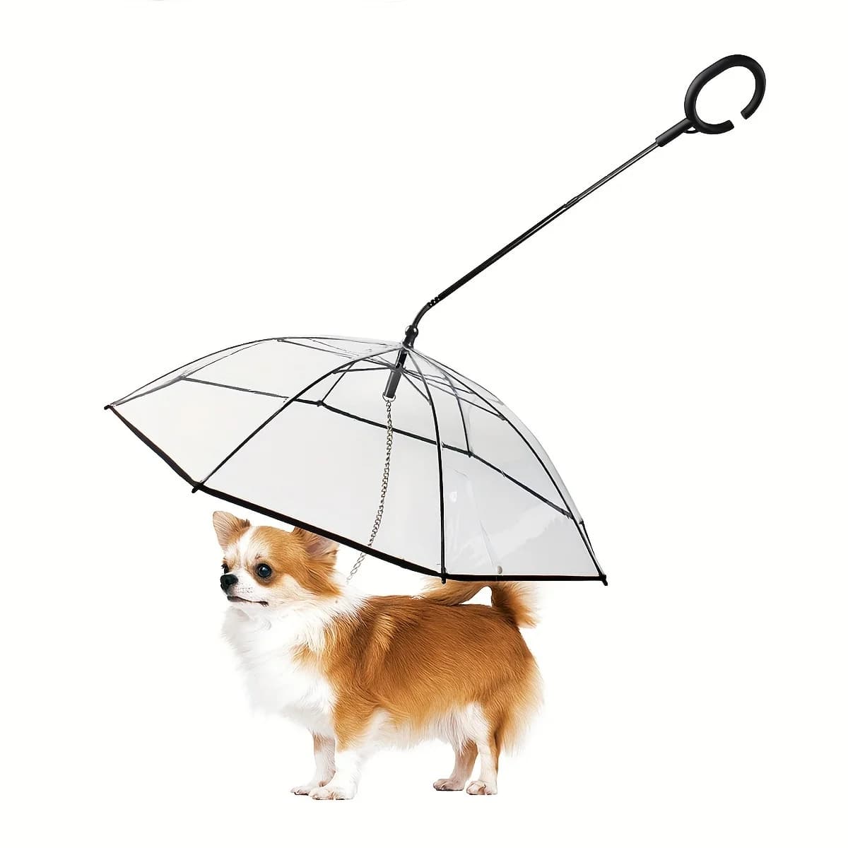 Ombrello trasparente per animali domestici Ombrello a forma di C per cani Forniture per animali domestici Produttore Vendite dirette Guinzaglio da passeggio per cani regolabile per il giorno di pioggia
