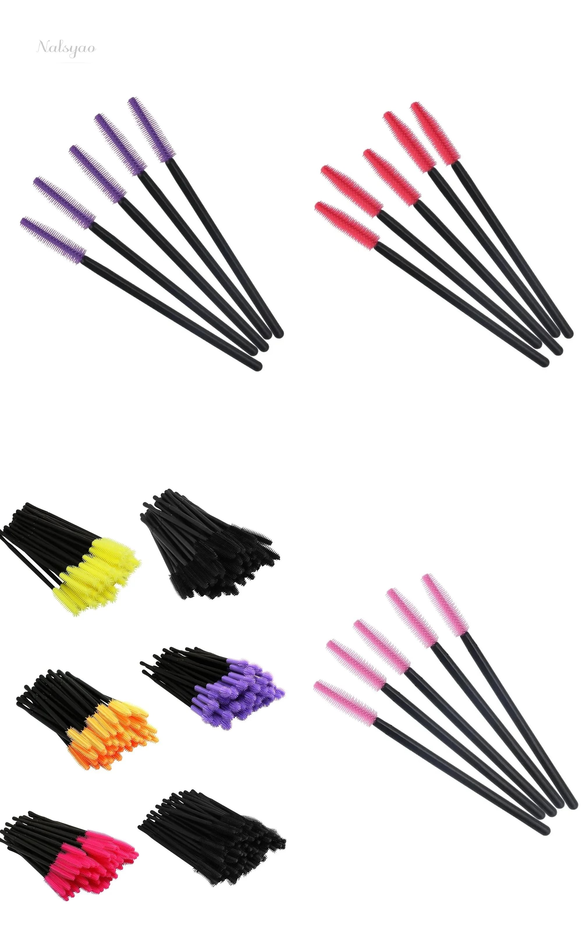 50Pcs Silicone Brushes Disposable Eyelash Comb Mascara Wand Individual Applicator Makeup Tool Kit
