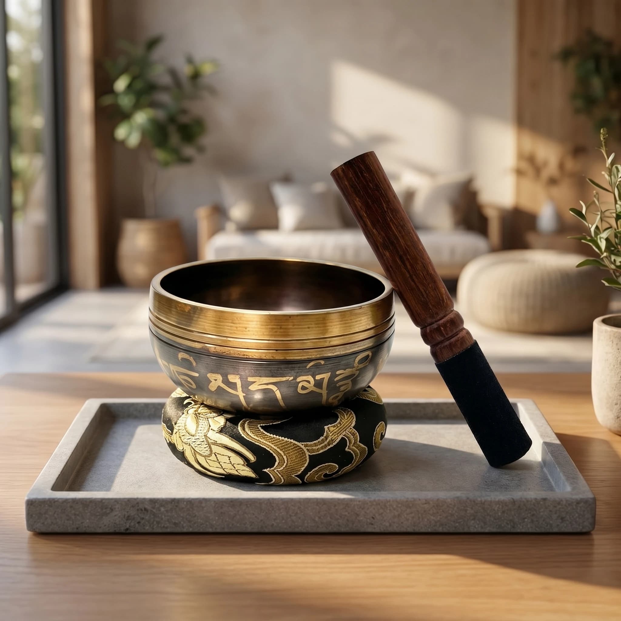 Miwayer Lotus Pattern Singing Bowl Kit, Ideal for Prayer, Mindfulness and Chakra Balancing Therapy