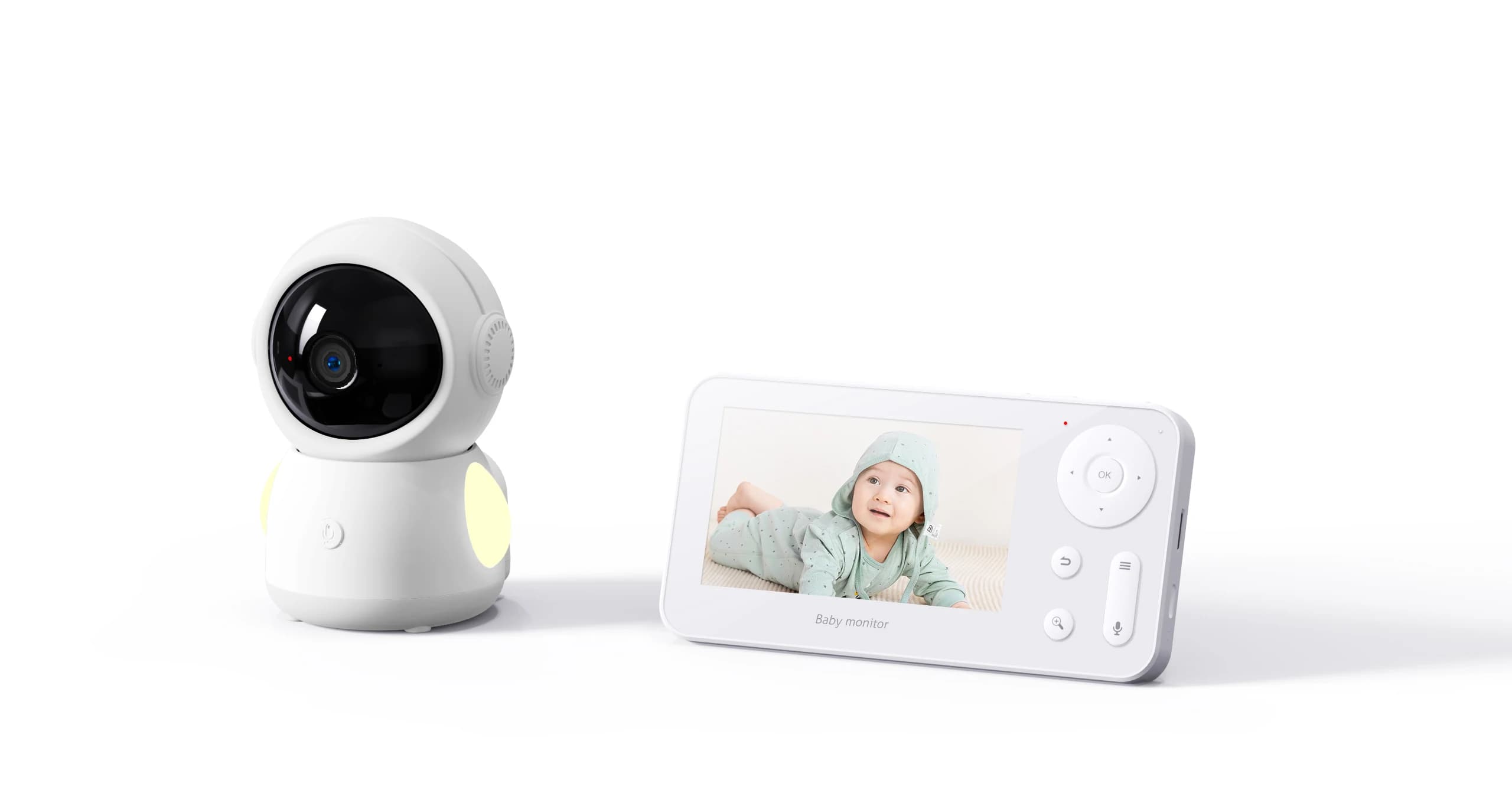 Monitor per Bambini con Schermo da 4,3 Pollici, 2MP 1080P, Interfono a Colori, WIFI, Telecamera PTZ Wireless con Visione Notturna e Promemoria per l'Alimentazione