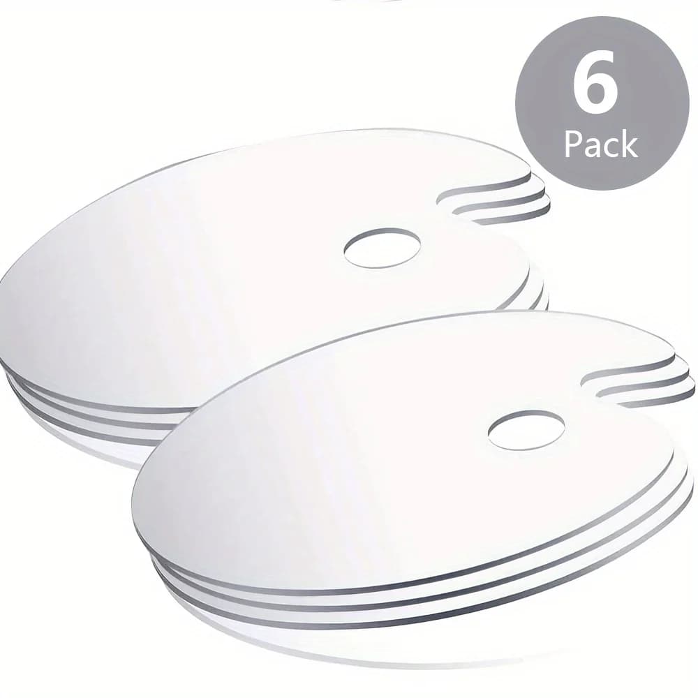 6pcs Clear Acrylic Paint Palette with Thumb Hole, Non-Stick Oil Paint Palette Oval Shaped Artist Painting Palette Mixing Palette