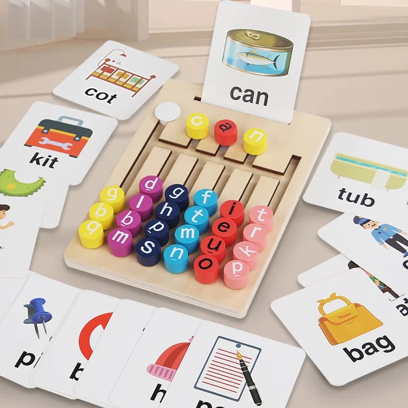 Montessori Vowels Go Position Ortografia Parola Lettera Gioco Lettera Labirinto Gioco di corrispondenza Ragionamento logico Formazione Giocattoli educativi