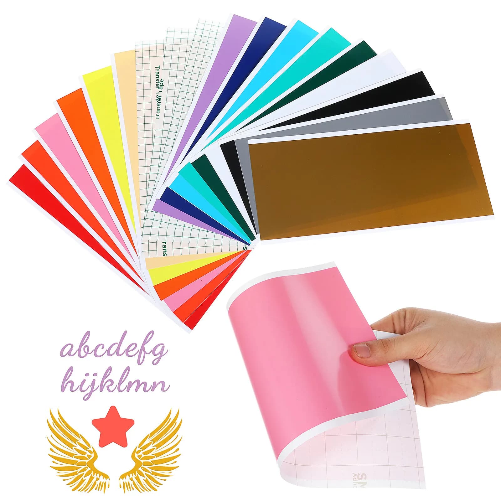 Set di Fogli Adesivi in Vinile Impermeabili in PVC Colorati per Decorazioni Fai-da-Te su Pareti, Auto, Laptop, per Uso Interno ed Esterno