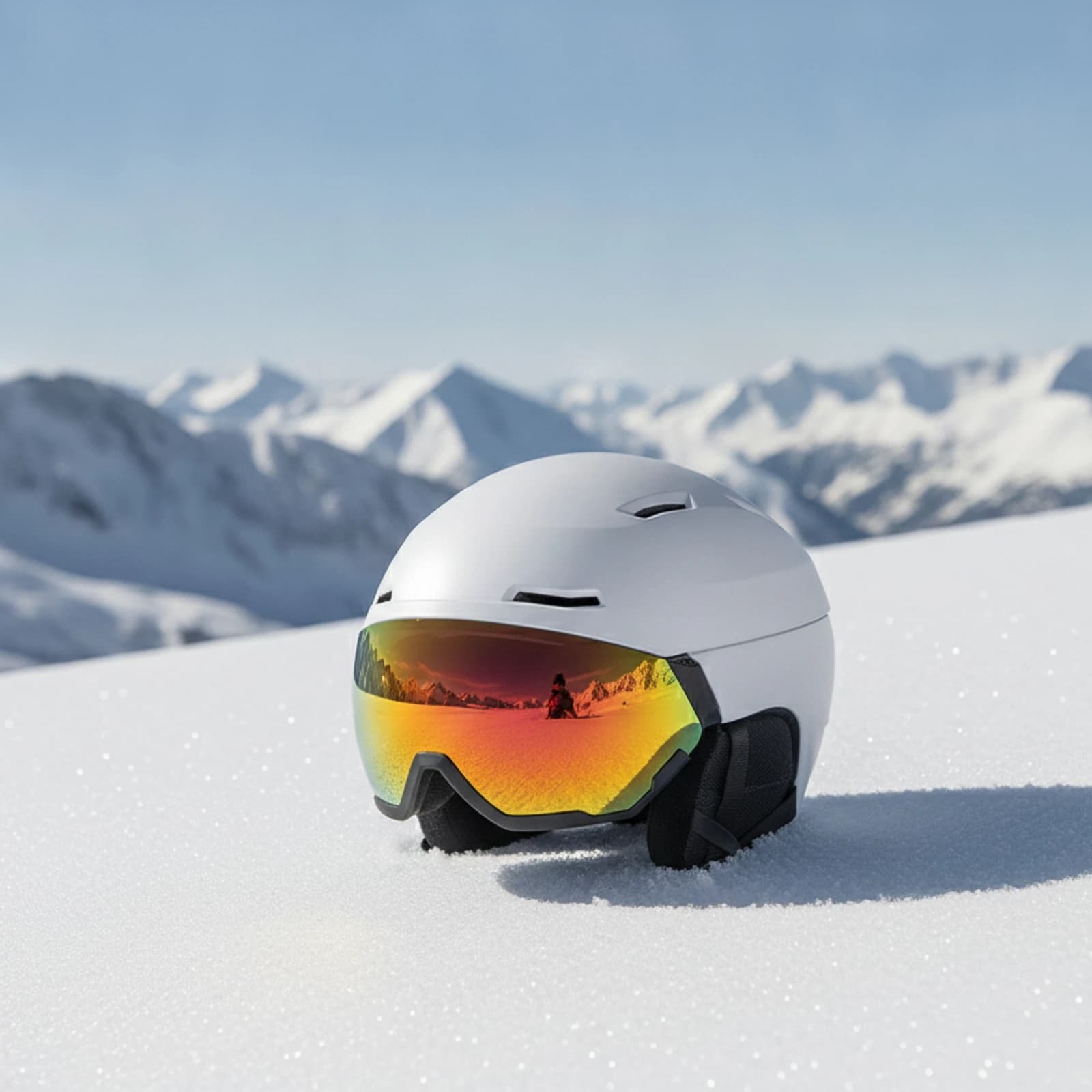 Visor Ski Helmet Integrated Helmet with Visor Mirrored Ventilated for Adults, Skiing, Snowboarding