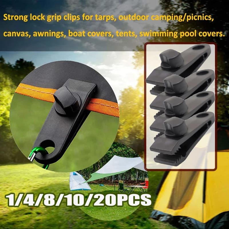 20/10/8/4/1 Pezzi Clip per Tenda Resistenti, Morsetti per Teloni con Blocco di Sicurezza, Morsetti per Tende, Teloni, Tendalini, Coperture per Auto e Piscine