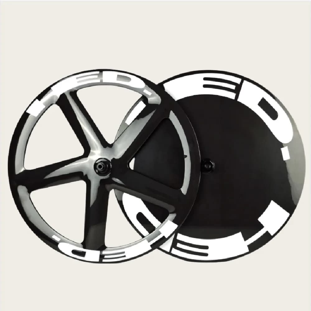 Set di ruote a cinque raggi/disco posteriore per pista/rote in carbonio per biciclette da strada Freni a disco anteriori chiusi/ruote freno per cerchioni 700C