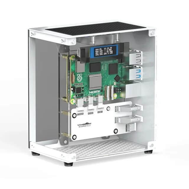 Protective kit case Raspberry Pi 5 with cooling fan Colorful light RGB and display 0,96 Support electronic shell DIY SSD M.2