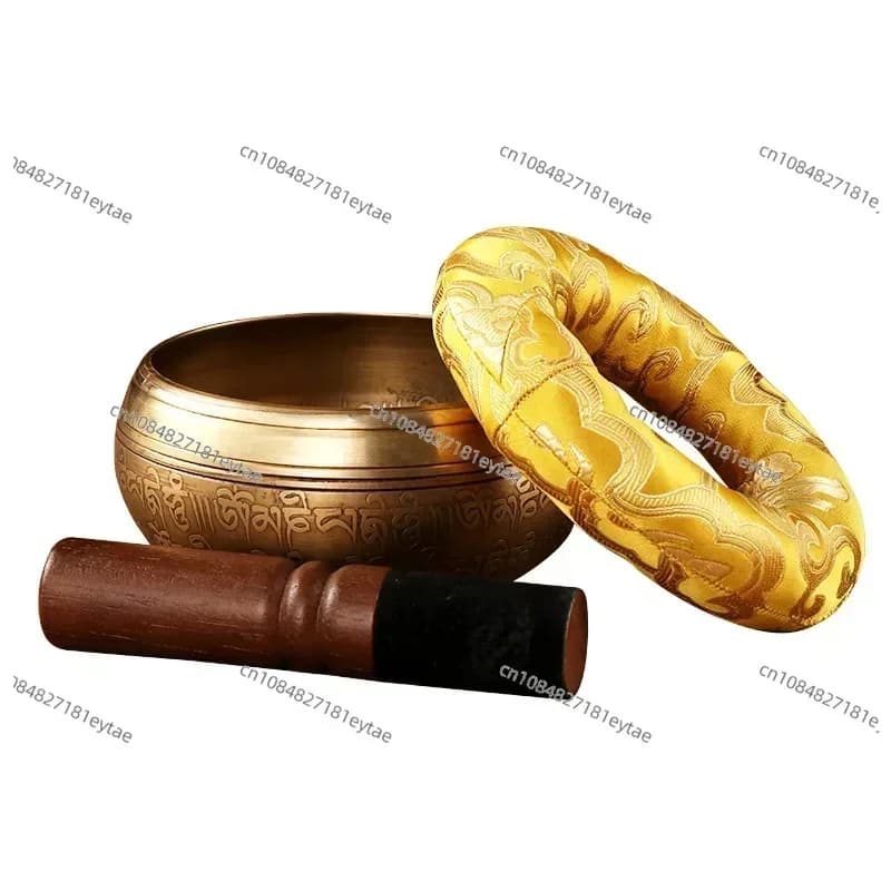 12cm Handmade Singing Bowl Set, Buddha Mantra Design for Yoga & Meditation