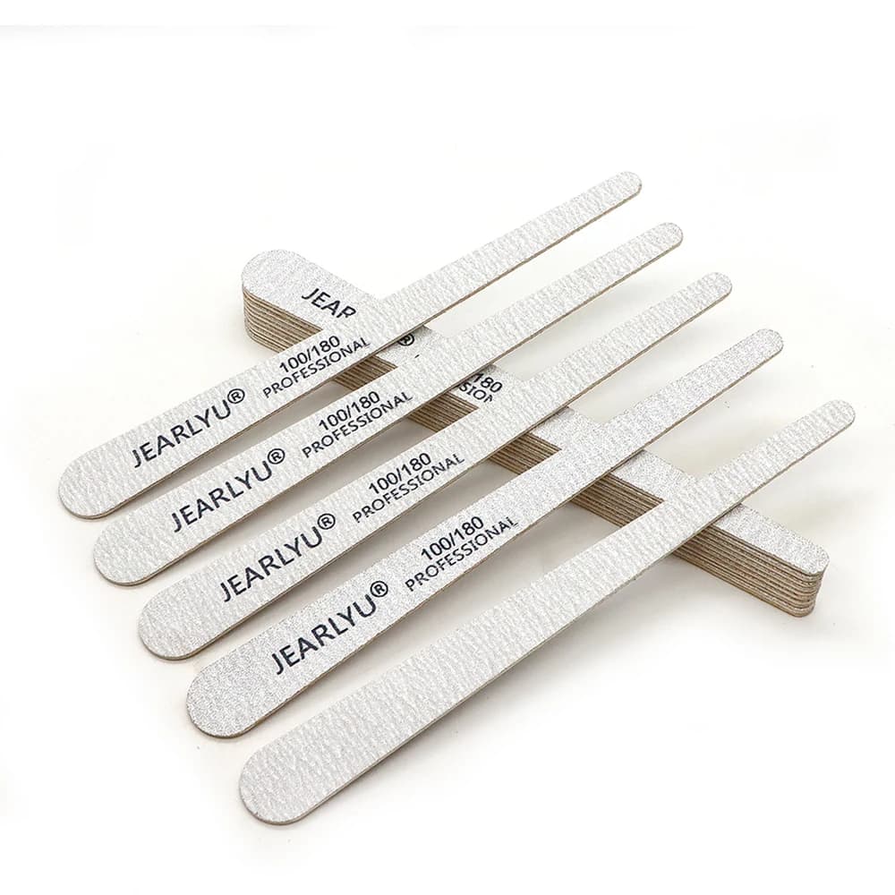 100 Lime Professionali per Unghie, Grana 100-180, Doppia Faccia, Lavabili e Riutilizzabili, in Legno, Adatte per Unghie Naturali e in Gel