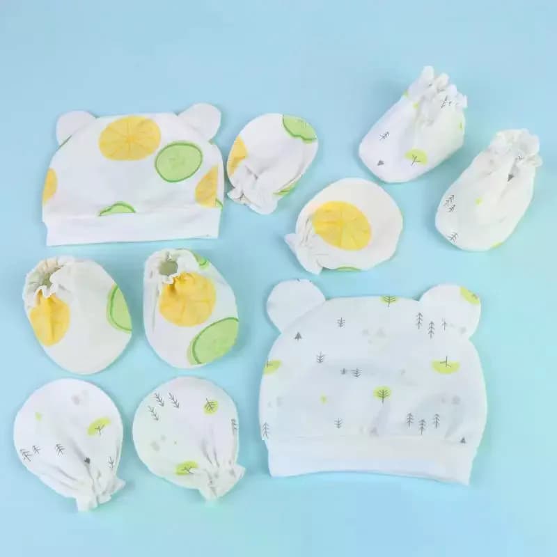 3Pcs/set Newborn Baby Hat Anti Scratch Gloves And Socks Set Cotton Headwear Anti-grab Mittens And Foot Cover For Boys Girls
