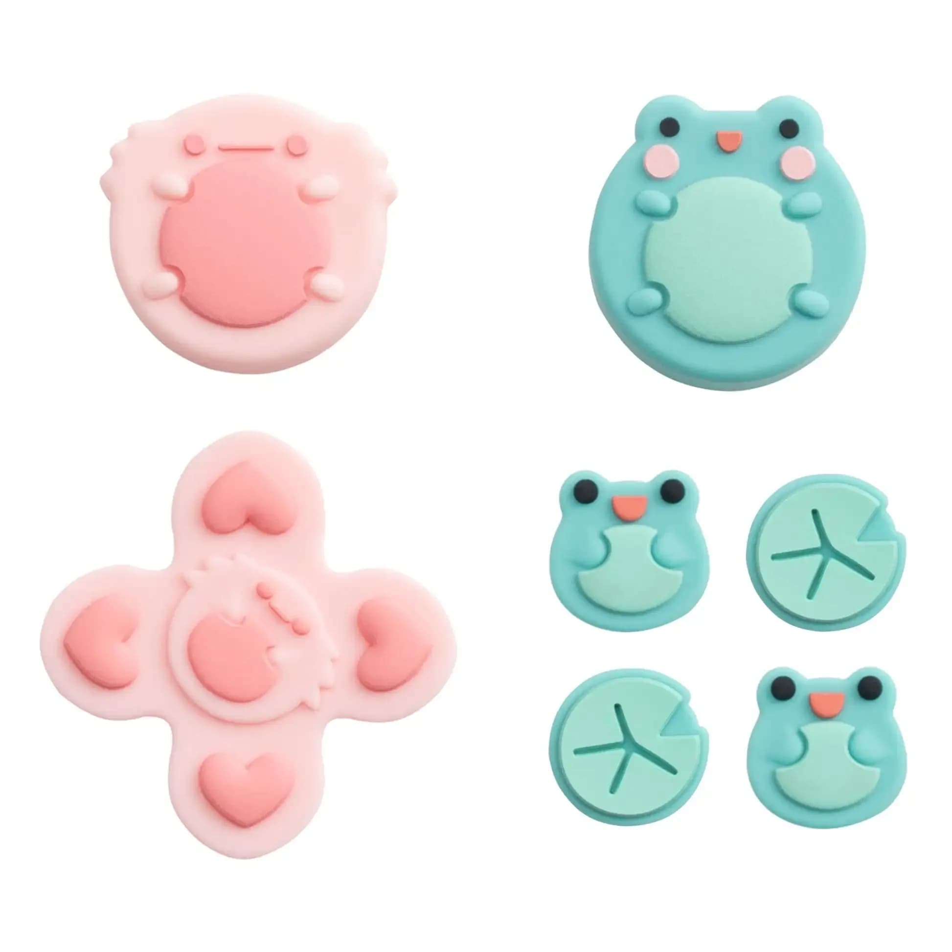 Cute Frog Silicone Soft D-pad Cross Button ABXY Key Sticker custodia in pelle per Switch Oled NS Joy-con Thumb Stick Grip Cap Cover