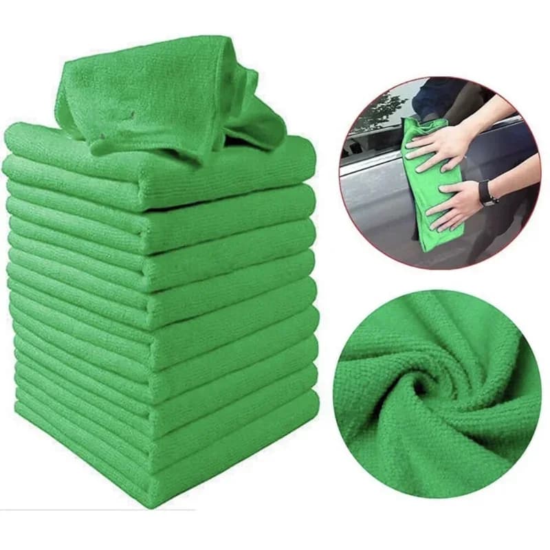 10 pezzi di panni in microfibra morbida verde asciugamani in microfibra pulito Auto Car Detail Wash Duster per strumento di pulizia della cucina di casa