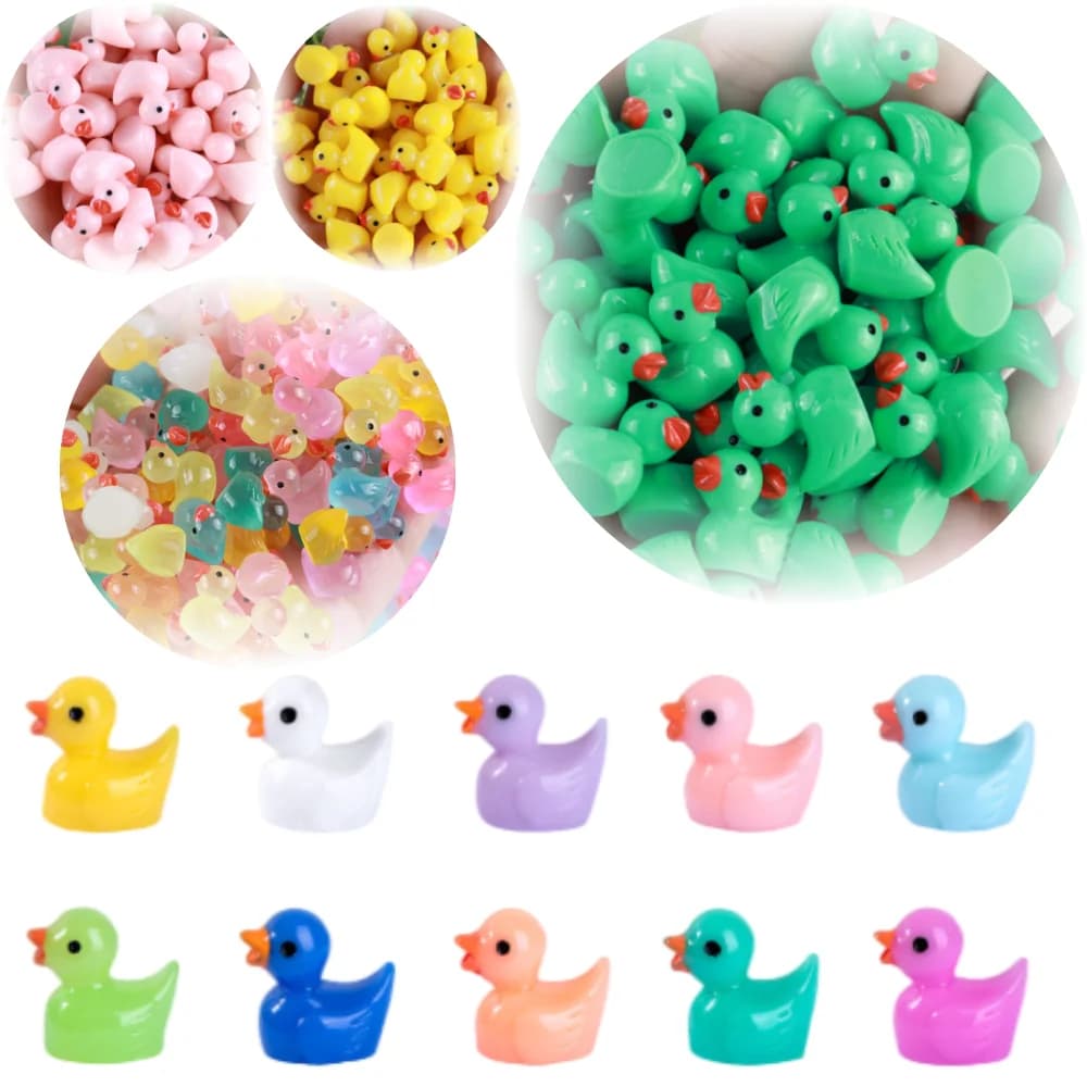 50/100PCS Mini Resina Anatre Verdi Giorno di San Patrizio Piccola Anatra Figurine Irlandese Piccola Anatra per la Casa Delle Bambole Paesaggio Ornamento Decor