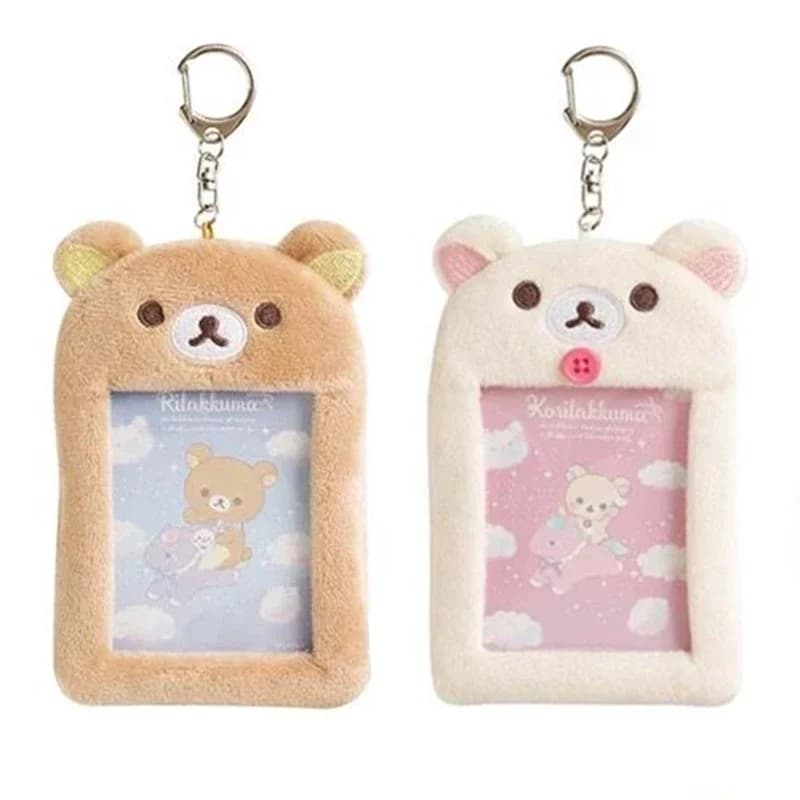 Rilakkuma Plushes ID Card Holder Keychains New Anime Relax Bear Passport Cover Key Ring School Bus Bank Cards Bags Pendants Gift