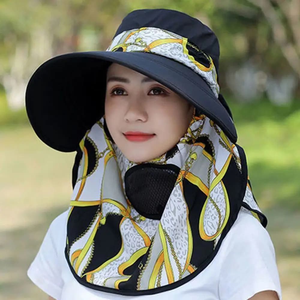 Cappello da lavoro agricolo Escursionismo all'aperto Berretti da pesca Cappello da sole da donna Protezione UV estiva Cappello da pescatore con stampa floreale con patta sul collo