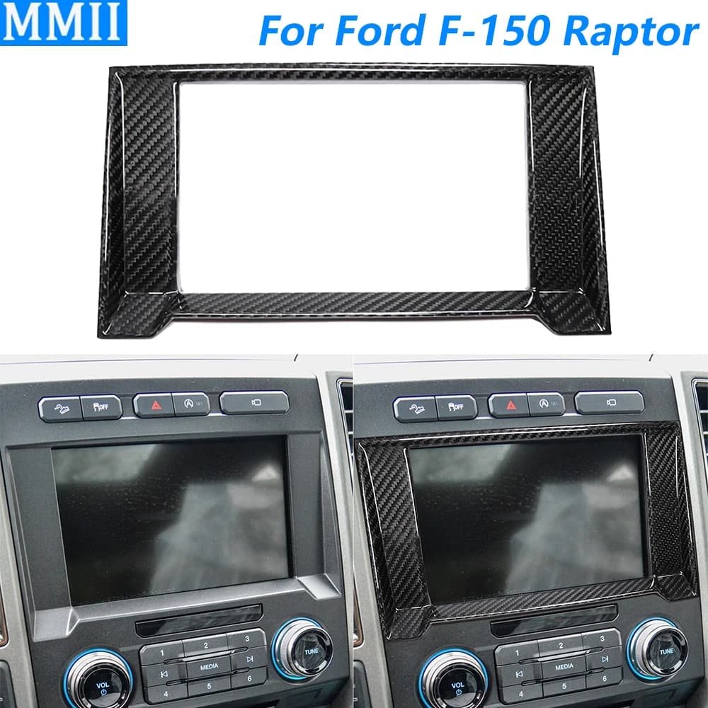 For Ford F-150 Raptor 2015-2020 Royal Carbon Fiber Navigation Screen Frame Cover Panel Interior Cover Auto Editing Accessories