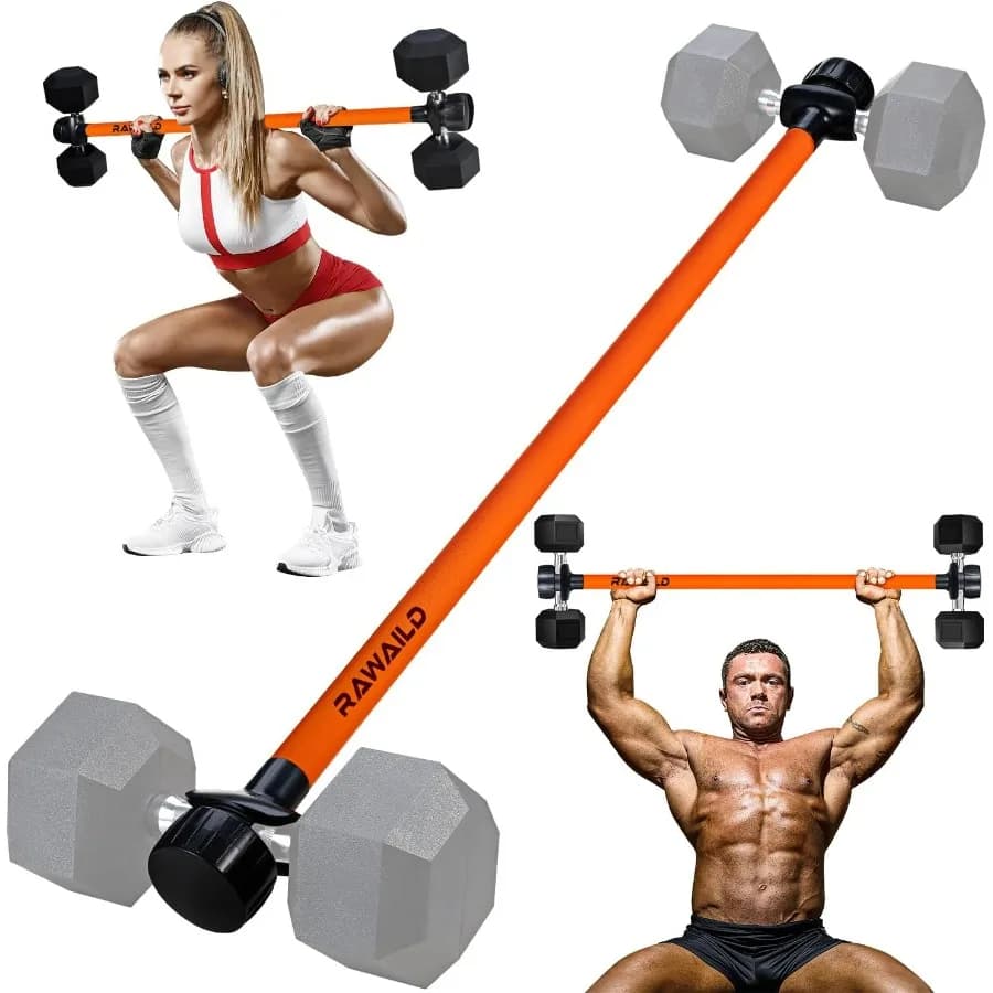 Handlebar Converter, convert dumbbells into barbell sets, weight bar for bench presses, squat, hip push, stains, home weights