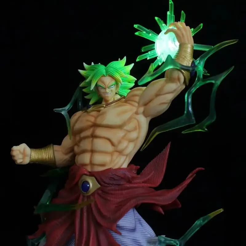 Dragon Ball 41cm Anime Figure Super Broly Action Figure Bug Smsp 2 Teste Statua Figurina LED con Luce Modello Giocattolo Regalo
