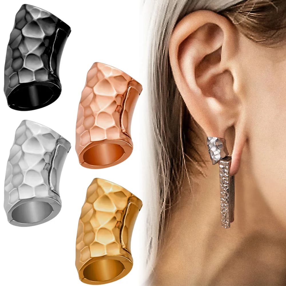 Giga 2 Pezzi Pesi per Orecchio Martellati, Tunnel e Plugs in Acciaio Inossidabile per Dilatatori, Gioielli per Piercing al Lobo dell'Orecchio, Orecchini